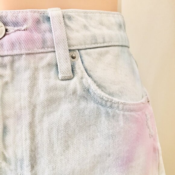 NWT Hudson Women's The Viper Tie Dye Blue Cotton Denim Mini Skirt Size 29 $195 - Picture 11 of 12